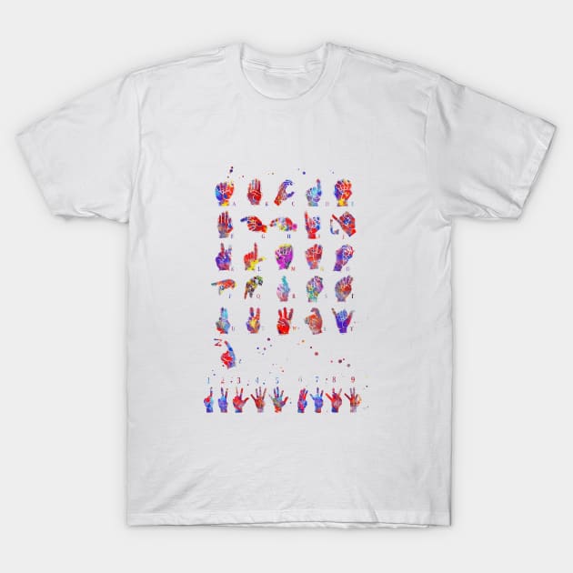 ASL sign language alphabet, T-Shirt by RosaliArt